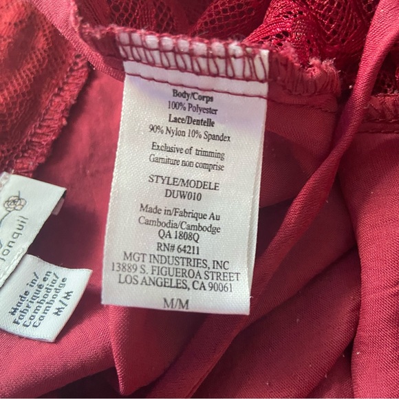 In Bloom by Jonquil Layla Chemise in Bordeaux Size Medium Side Lace Details - Picture 6 of 10